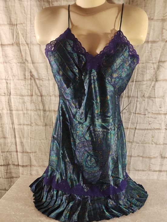 Victoria's Secret Other - Victoria's Secret Teal & Purple Paisley Satin Lace Chemise
